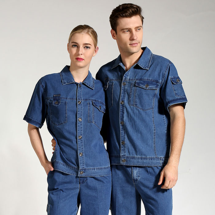 工地工人施工服 薄款長(zhǎng)袖牛仔工服 JL-GC019