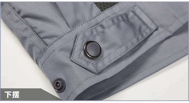 撞色工作服下擺細節展示
