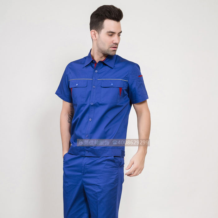 男士夏季短袖工作服 藍色