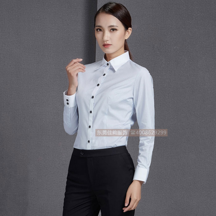 男女長袖條紋商務(wù)襯衣定制-產(chǎn)品圖